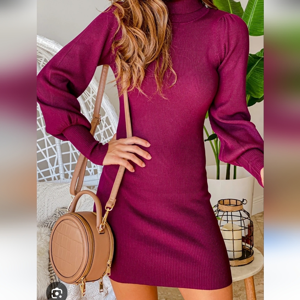 Love Tree Burgundy Long Sleeve Dress